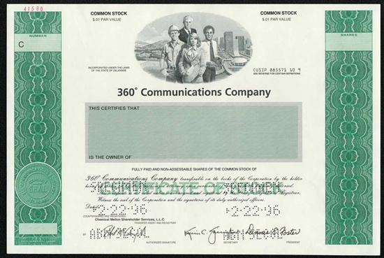 360* Communcations Company Specimen Stock Certificate