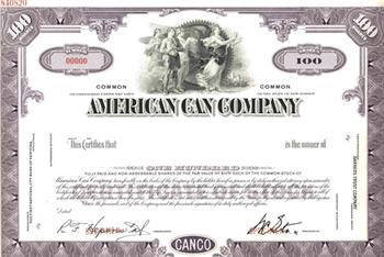 American Can Company Specimen Stock Certificate