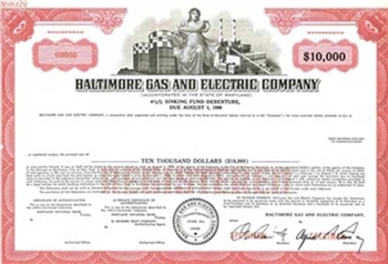 Baltimore Gas & Electric Co. Specimen Stock Certificate