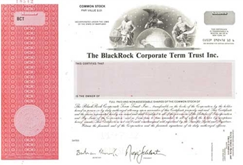 The BlackRock Corp Term Trust Inc. Specimen Stock Certificate