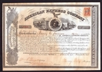 1865 American Express Co Stock Certificate Signed by William Fargo & Henry Wells