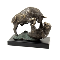 Bull and Bear Fight Sculpture, Bronzed Statue