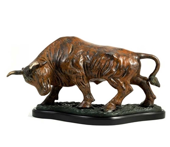 The Stock Market Bull Sculpture, Bronzed Statue