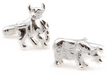 Sterling Silver Bull & Bear Cufflinks