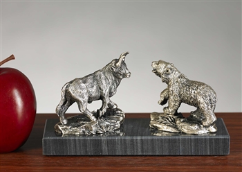 Pewter Bull & Bear Statue - Free Next Day Engraving