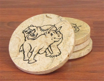 Fighting Bull & Bear Solid Stone Coaster Set