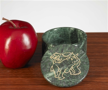 Fighting Bull & Bear Solid Marble Round Box