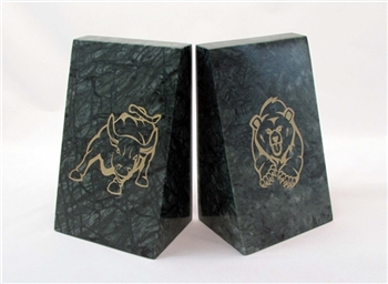 Bull & Bear Solid Green Marble Bookends