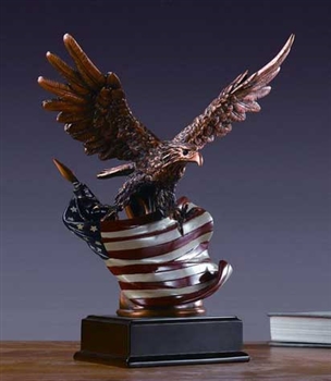 12" American Flag Eagle Statue -Free Next Day Engraving