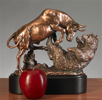 Dueling Bull and Bear Statue - Free Next Day Engraving