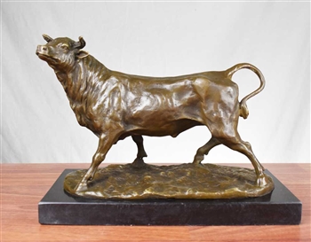 Pure Bronze Bull Statue on Marble