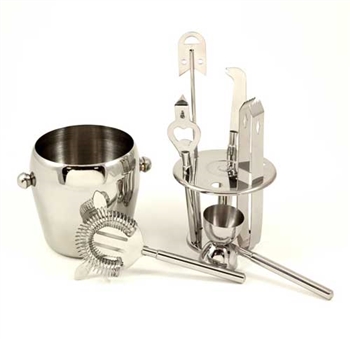 Seven Piece Stainless Bar Accessory Set