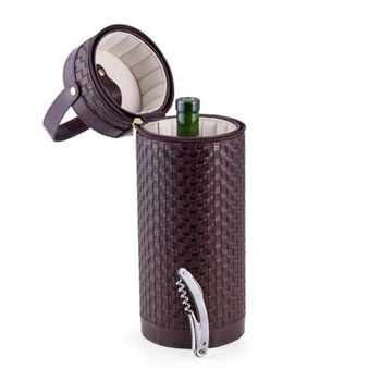 Brown Leather Wine Caddy Set