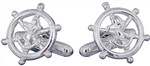 Nautical Sterling Silver Ships Wheel Cufflinks
