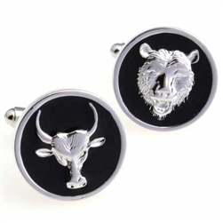 Bull & Bear Cufflinks Round