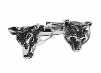 Sterling Silver Bull & Bear Head Cufflinks