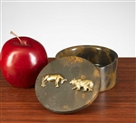 Stock Market Bull and Bear Round Marble Box