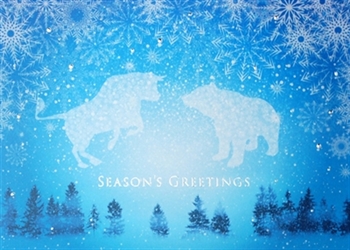 Bull and Bear Snow Season's Greetings Card