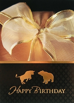 Gold Bull & Bear Birthday Greeting Card