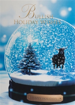 Snow Globe Bull Happy Holidays Greetings Card