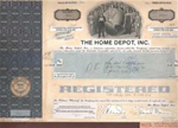 The Home Depot, INC. Stock Certificate Mock-up