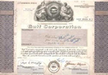 Gulf Corporation Stock Certificate Mock-up