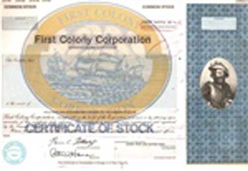 First Colony Corporation Stock Certificate Mock-up