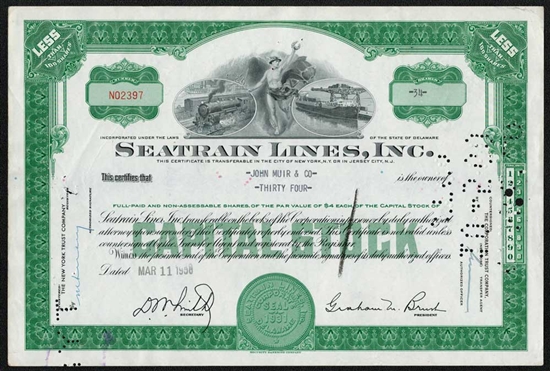 Seatrain Line, Inc. Stock Certificate