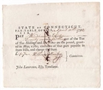 1782 Pay Table Note Signed by General Jedidiah Huntington