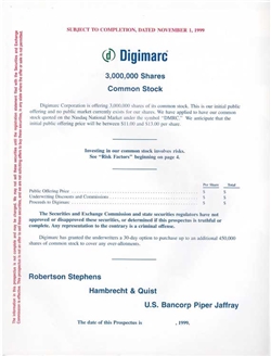 Digimarc IPO Prospectus - 1999