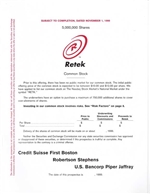 Retek IPO Prospectus - 1999