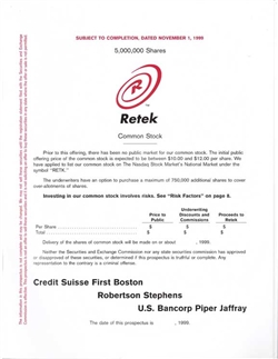 Retek IPO Prospectus - 1999