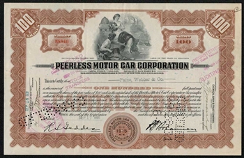 Peerless Motor Car Corp Stock Certificate