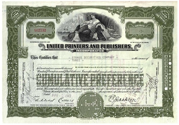 United Printers and Publishers Stock Certificate