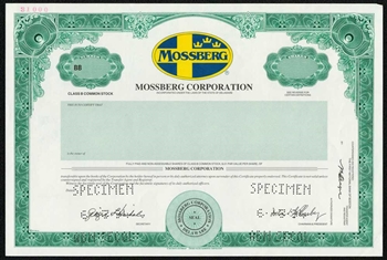 Mossberg Corp Specimen Stock Certificate