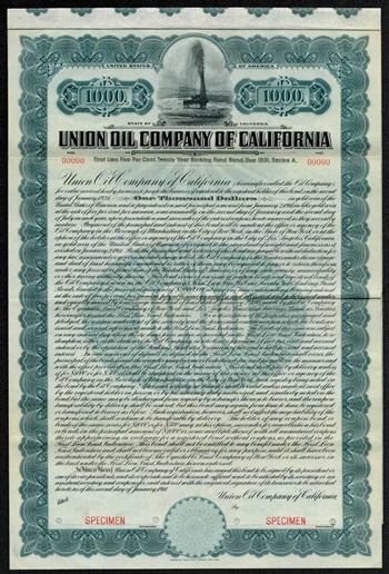 1911 Union Oil Company of California (Unocal) Gold Bond - Specimen