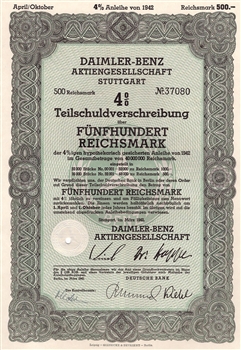 Daimler Benz (Mercedes Benz) Bond Certificate