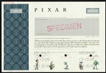 Pixar Specimen Stock Certificate - Steve Jobs - RARE