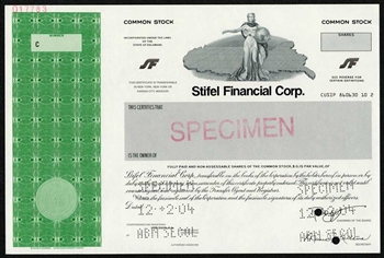 Stifel Financial Corp Specimen Stock Certificate