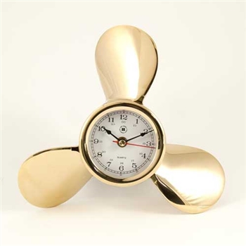 Lacquered Brass Ship's Propeller Quartz Clock