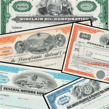 Vintage Stock Certificate Starter Set of 15 Stocks