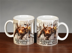 The Wall Street Bull Coffee Mug Set - White