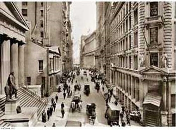 Vintage Wall Street Scene Print sepia