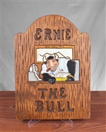 Vintage Ernie the Bull Wooden Stock Broker Sign
