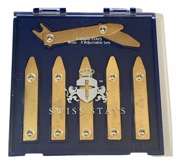 3 Pairs Adjustable Brass Collar Stays