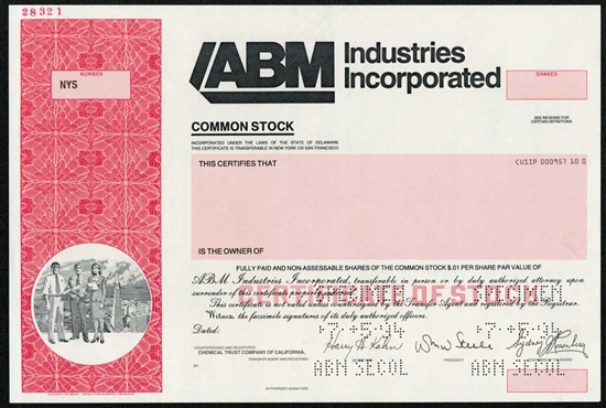 ABM Industries Inc. Specimen Stock Certificate