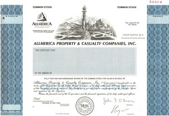 Allmerica Property & Casualty Companies, Inc. Specimen Stock Certificate