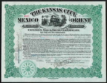 The Kansas City, Mexico & Orient Railway Co - Issued to A.E. Stilwell