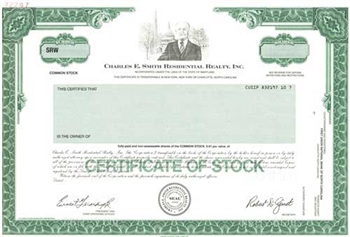 Charles E Smith Residential Realty, Inc. Specimen Stock Certificate