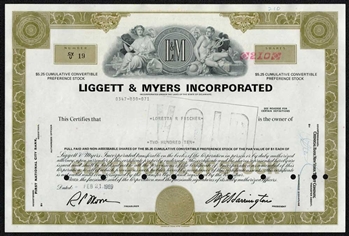 Liggett & Myers Inc. (Tobacco) Stock Certificate